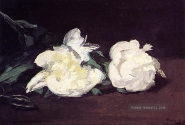 Zweig der weißen Pfingstrosen Mit Astschere Blume Impressionismus Edouard Manet Ölgemälde